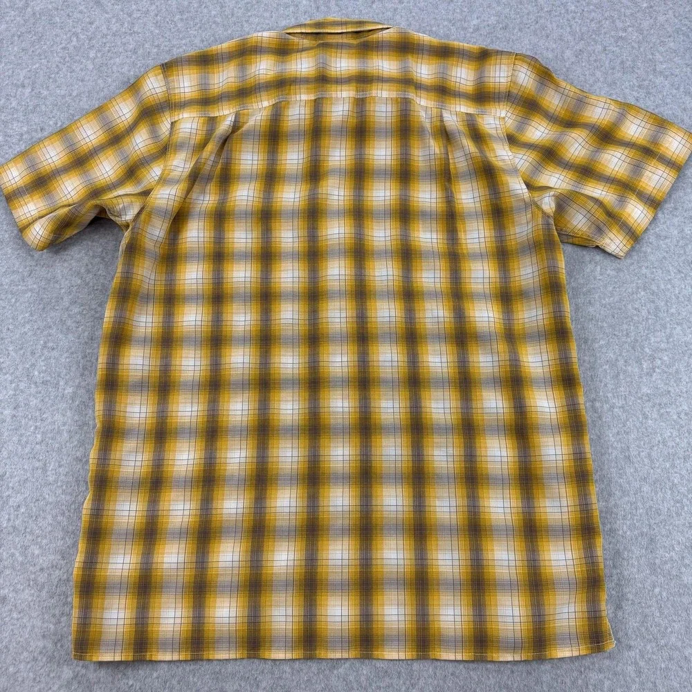 The North Face Shirt Mens Medium Yellow Plaid Short Sleeve Hiking Outdoor Camp